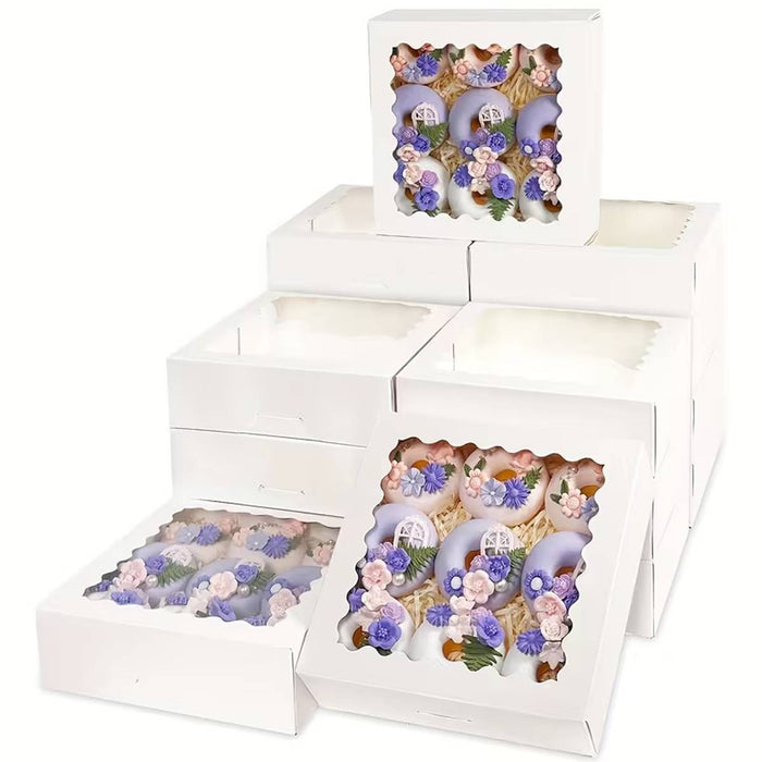 30 Pcs Window Cupcake Dessert Packaging Boxes Kraft Easy Assemble