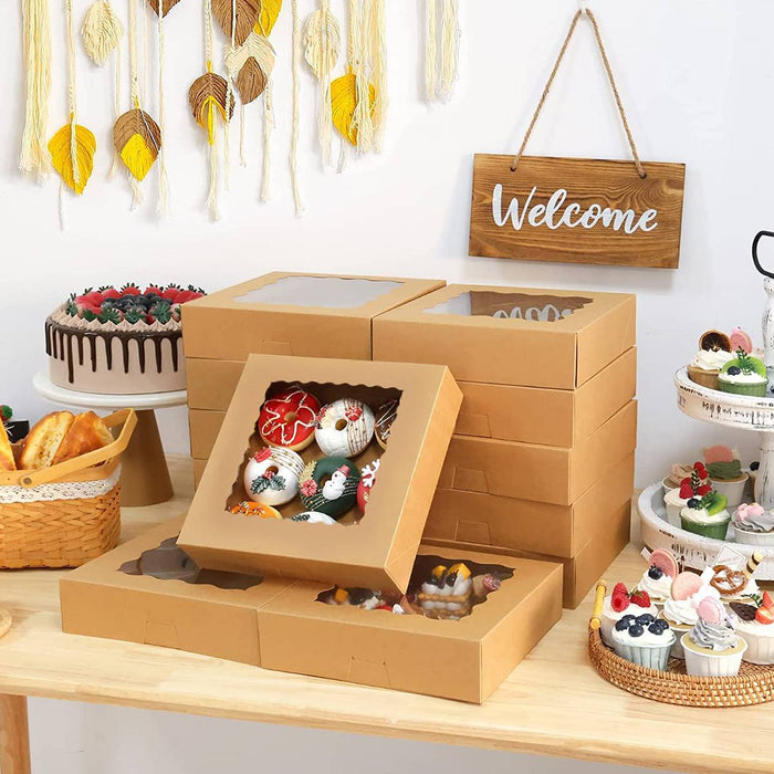 30 Pcs Window Cupcake Dessert Packaging Boxes Kraft Easy Assemble
