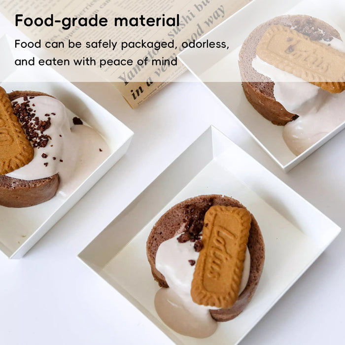 50 Pcs Cake and Sandwich Takeaway Boxes with Transparent PRT Lid