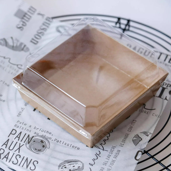 50 Pcs Cake and Sandwich Takeaway Boxes with Transparent PRT Lid