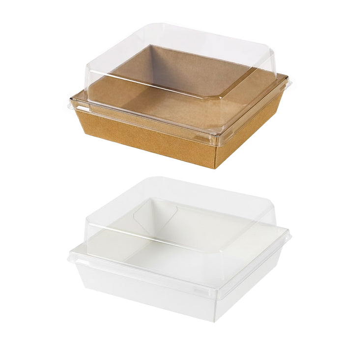 50 Pcs Cake and Sandwich Takeaway Boxes with Transparent PRT Lid