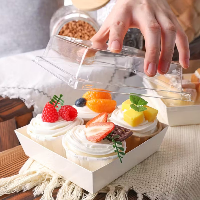 50 Pcs Cake and Sandwich Takeaway Boxes with Transparent PRT Lid