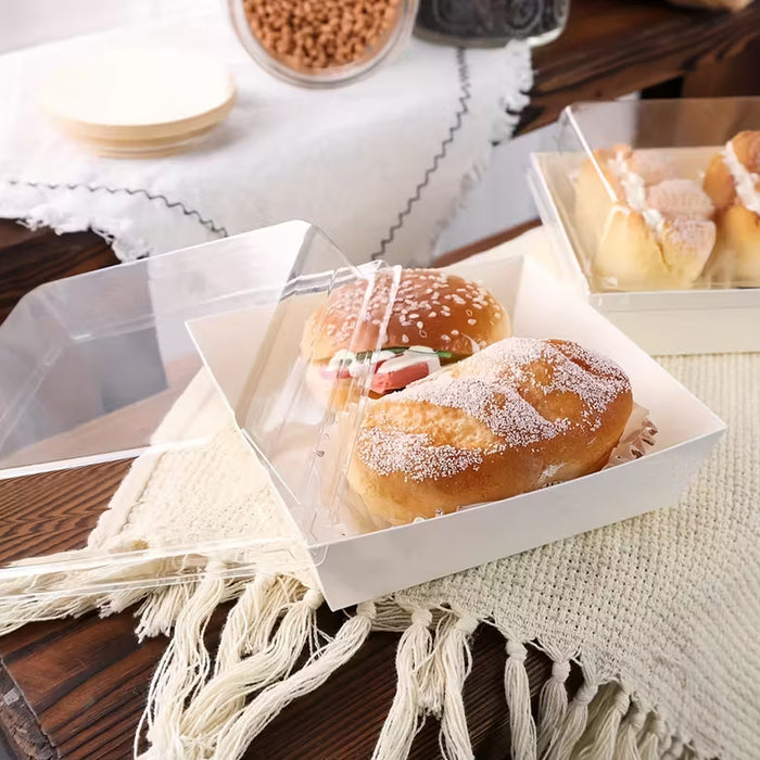 50 Pcs Cake and Sandwich Takeaway Boxes with Transparent PRT Lid