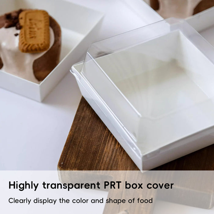 50 Pcs Cake and Sandwich Takeaway Boxes with Transparent PRT Lid