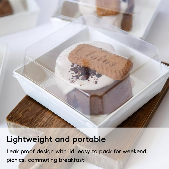 50 Pcs Cake and Sandwich Takeaway Boxes with Transparent PRT Lid
