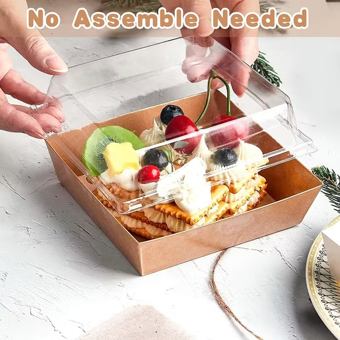 50 Pcs Cake and Sandwich Takeaway Boxes with Transparent PRT Lid