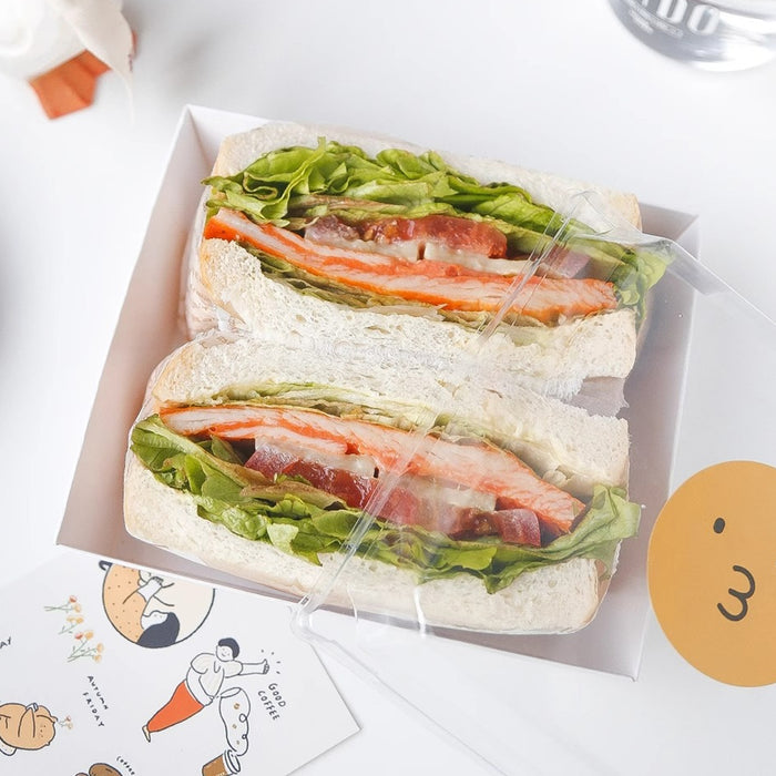 50 Pcs Cake and Sandwich Takeaway Boxes with Transparent PRT Lid