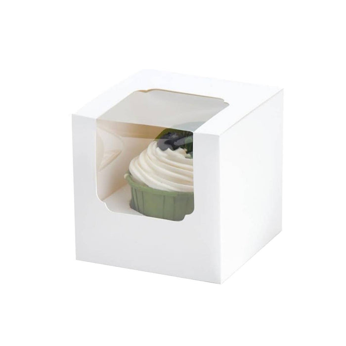 50 Pcs Transparent Window Cupcake Box White or Kraft 3.5 Inch