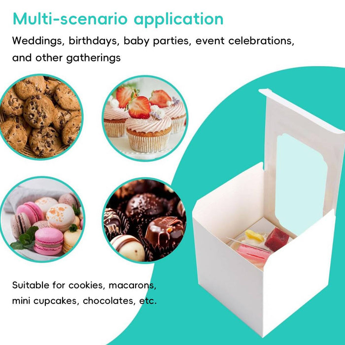 50 Pcs Transparent Window Cupcake Box White or Kraft 3.5 Inch