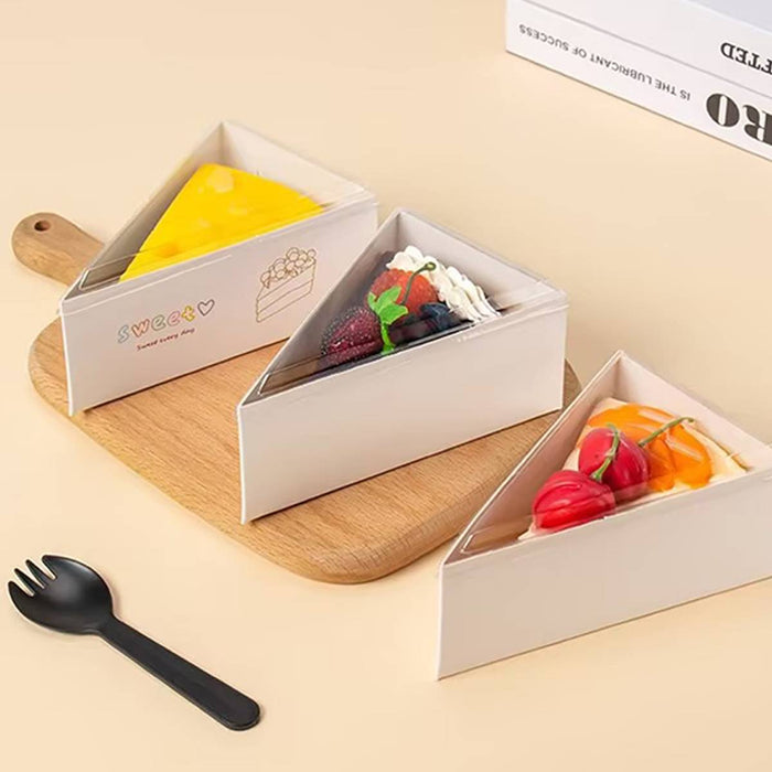 50 Pcs Triangular Cake Slice Boxes Food-Grade Cardboard No Glue Needed