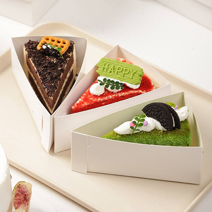 50 Pcs Triangular Cake Slice Boxes Food-Grade Cardboard No Glue Needed