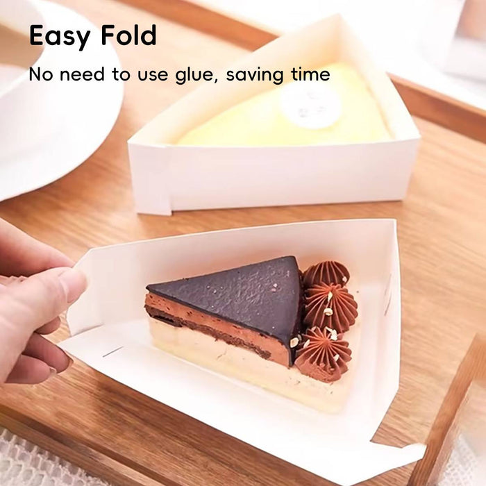 50 Pcs Triangular Cake Slice Boxes Food-Grade Cardboard No Glue Needed