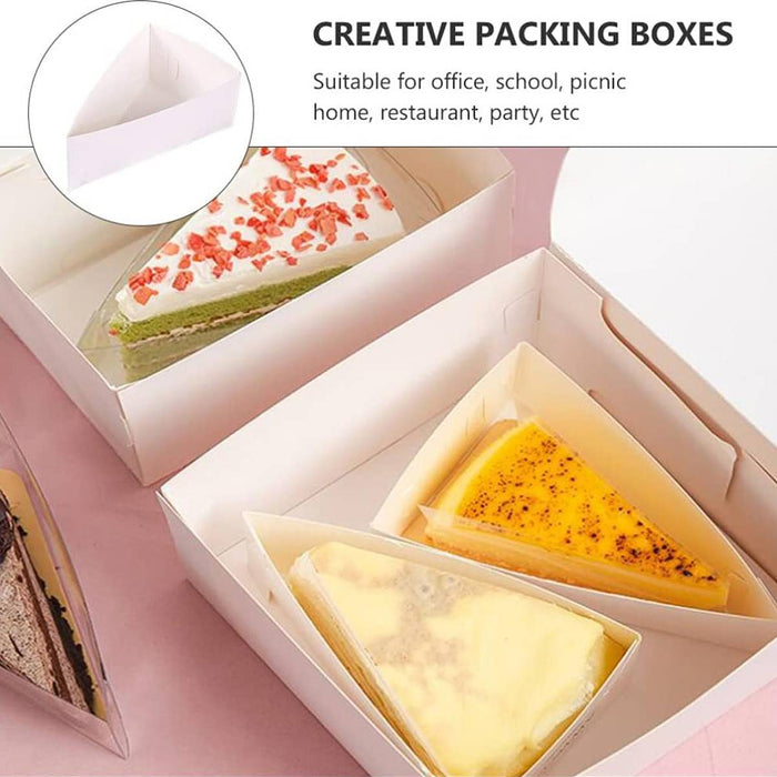 50 Pcs Triangular Cake Slice Boxes Food-Grade Cardboard No Glue Needed