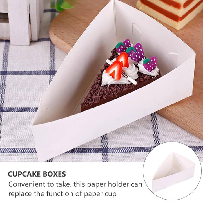 50 Pcs Triangular Cake Slice Boxes Food-Grade Cardboard No Glue Needed