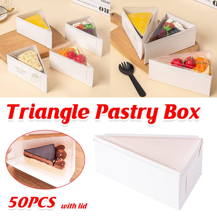 50 Pcs Triangular Cake Slice Boxes Food-Grade Cardboard No Glue Needed