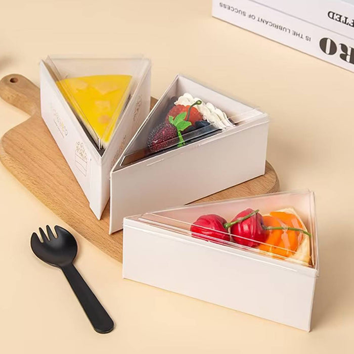 50 Pcs Triangular Cake Slice Boxes Food-Grade Cardboard No Glue Needed
