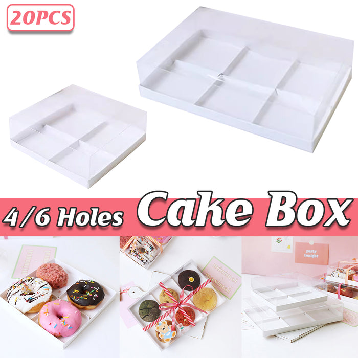 20 Pcs Transparent Dessert Packing Boxes with Clear Lid for Donuts and Pastries
