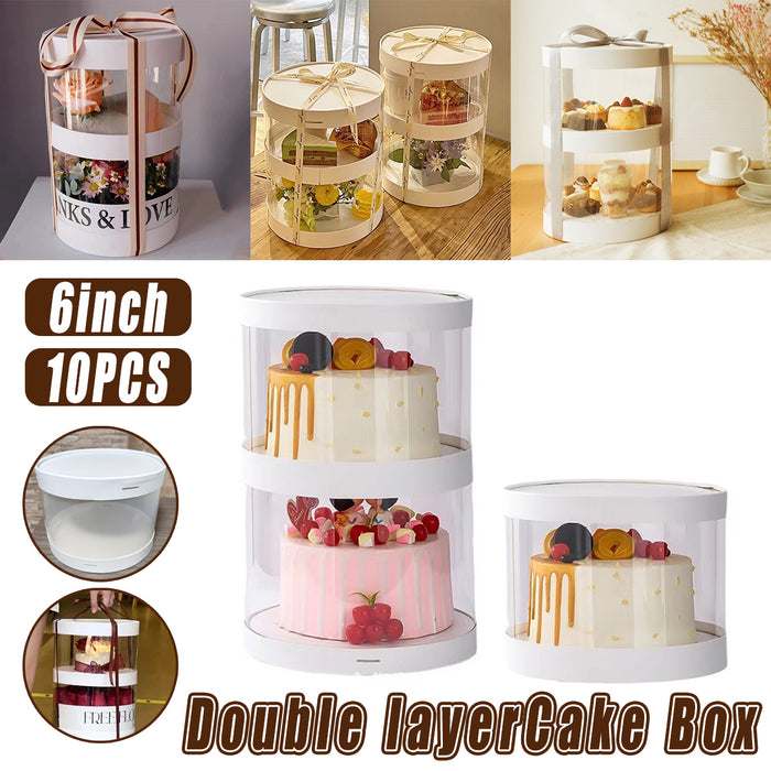 10 Pcs Transparent Round Cupcake Box Single or Double Layer