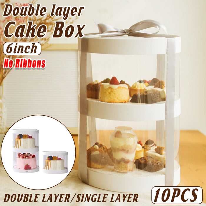 10 Pcs Transparent Round Cupcake Box Single or Double Layer