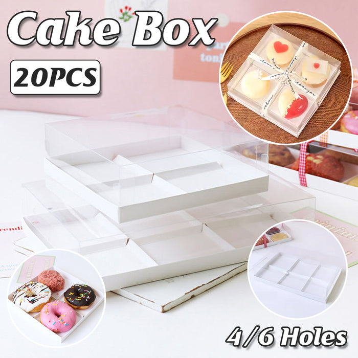 20 Pcs Transparent Dessert Packing Boxes with Clear Lid for Donuts and Pastries