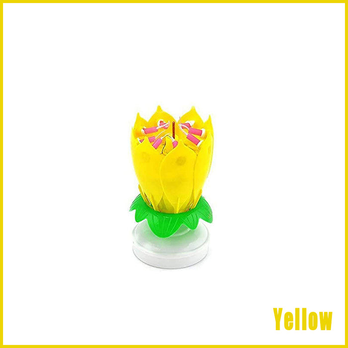 2Pcs Lotus Music Birthday Cake Candle Rotating Double-Deck