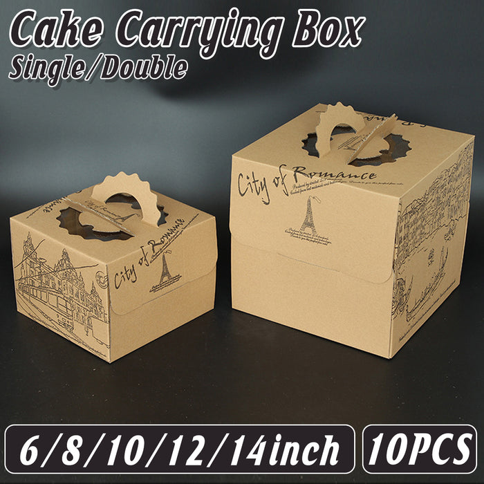 10pcs European Style Kraft Paper Cake Boxes