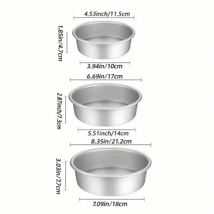 3 Pcs Round Cake Mould Set Anodised Aluminium Nonstick