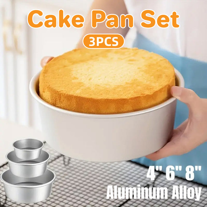 3 Pcs Round Cake Mould Set Anodised Aluminium Nonstick