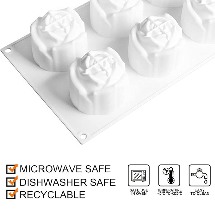 6 Cavity Rose Silicone Mould For Cakes And Chocolates
