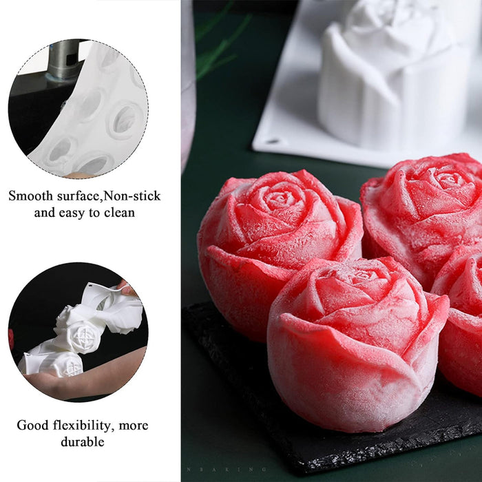 6 Cavity Rose Silicone Mould For Cakes And Chocolates