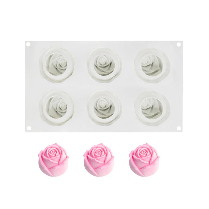 6 Cavity Rose Silicone Mould For Cakes And Chocolates