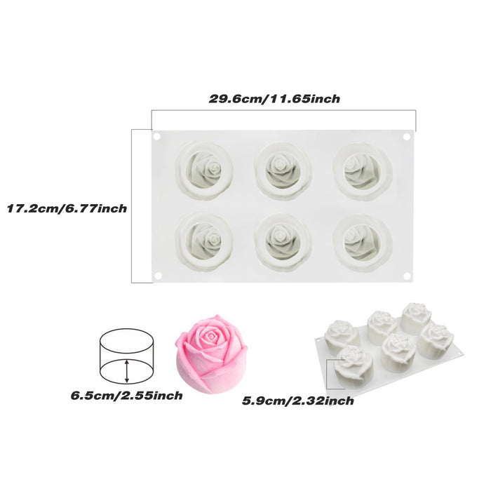 6 Cavity Rose Silicone Mould For Cakes And Chocolates