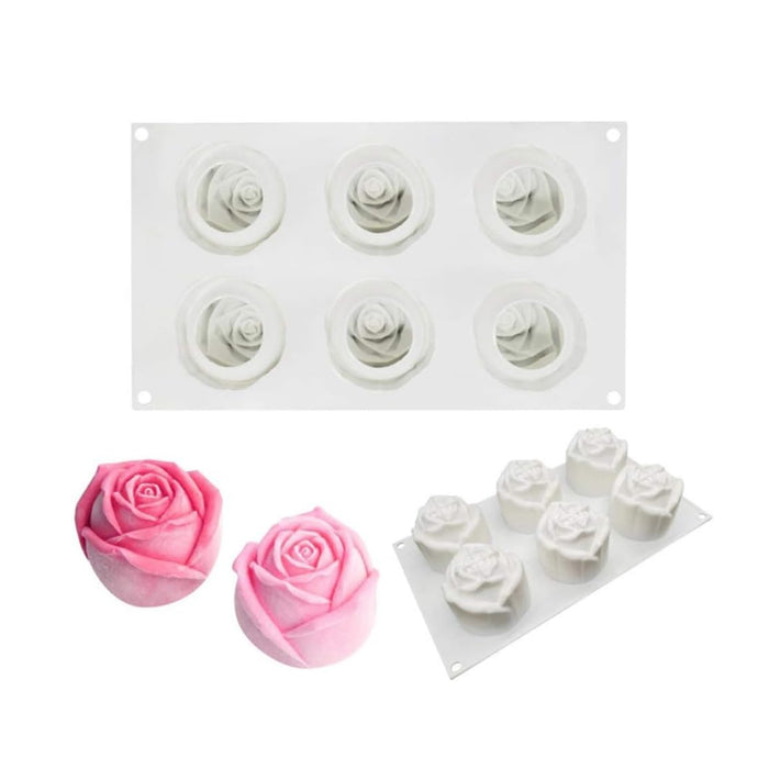 6 Cavity Rose Silicone Mould For Cakes And Chocolates