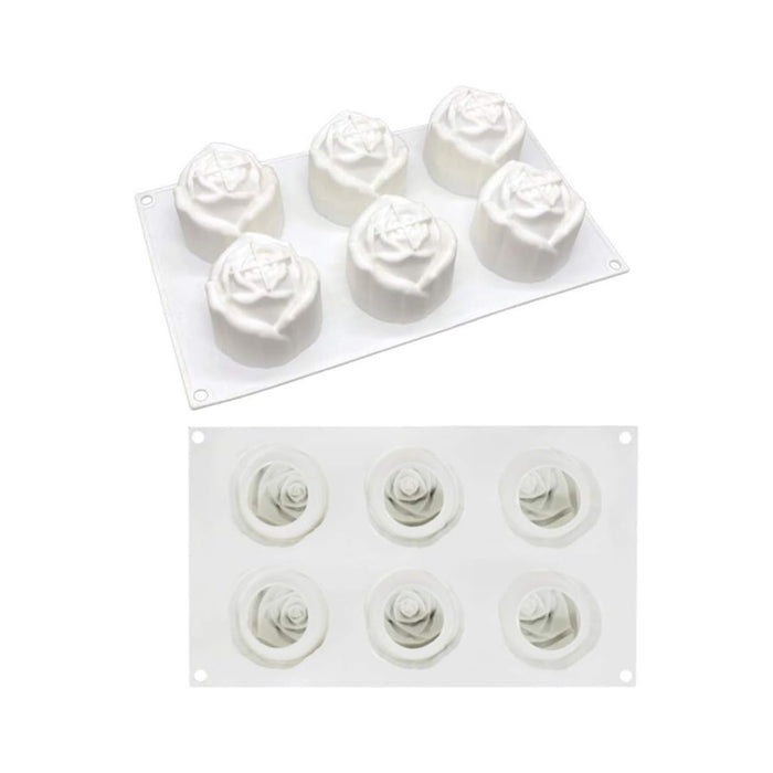 6 Cavity Rose Silicone Mould For Cakes And Chocolates