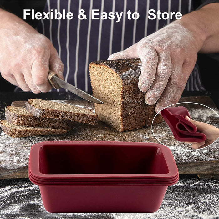 4PCS Silicone Bread Loaf Mould Nonstick Rectangular Baking Trays