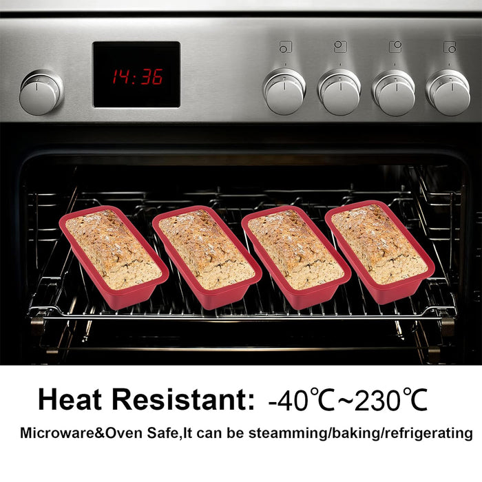 4PCS Silicone Bread Loaf Mould Nonstick Rectangular Baking Trays