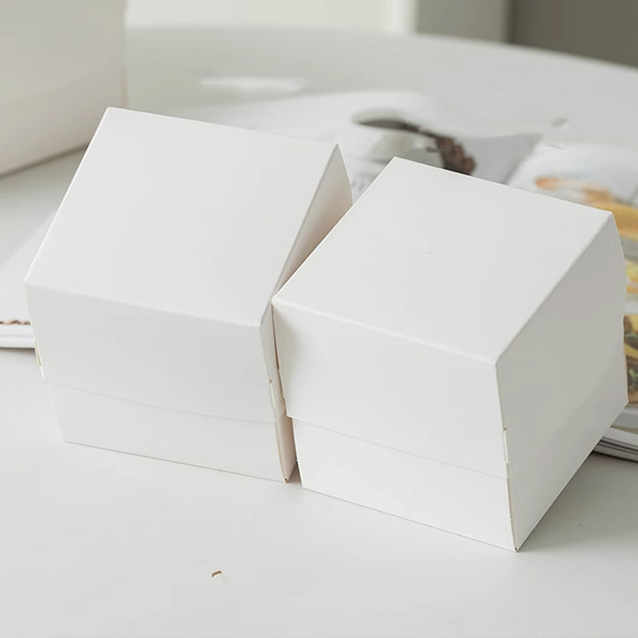 50 Pcs White Cardboard Pastry Mousse Cake Boxes 3.93 Inch with Clasp Closure