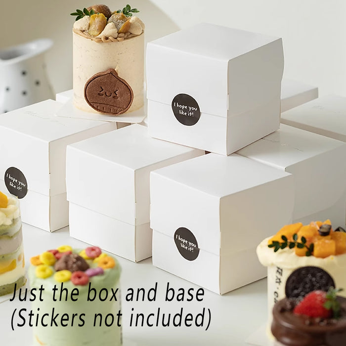 50 Pcs White Cardboard Pastry Mousse Cake Boxes 3.93 Inch with Clasp Closure