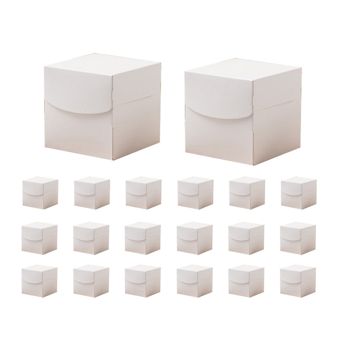 50 Pcs White Cardboard Pastry Mousse Cake Boxes 3.93 Inch with Clasp Closure