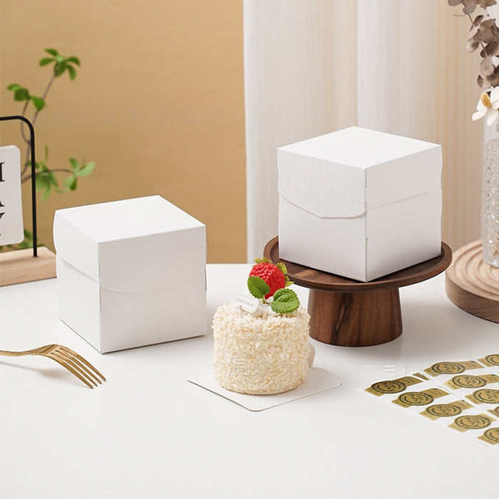 50 Pcs White Cardboard Pastry Mousse Cake Boxes 3.93 Inch with Clasp Closure
