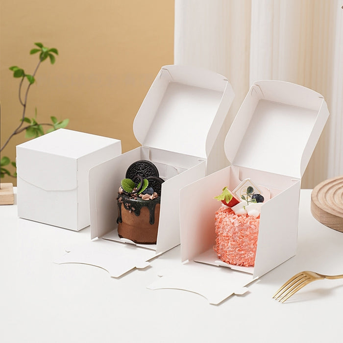 50 Pcs White Cardboard Pastry Mousse Cake Boxes 3.93 Inch with Clasp Closure