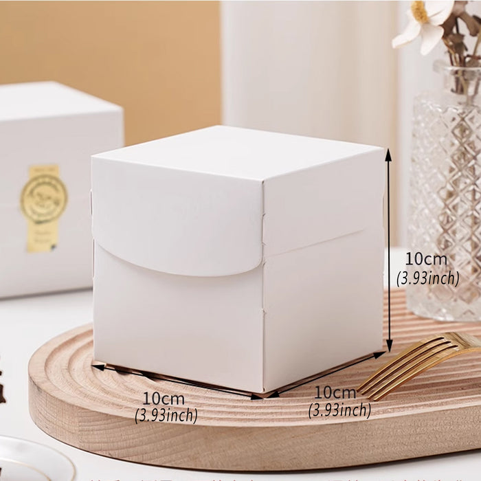 50 Pcs White Cardboard Pastry Mousse Cake Boxes 3.93 Inch with Clasp Closure