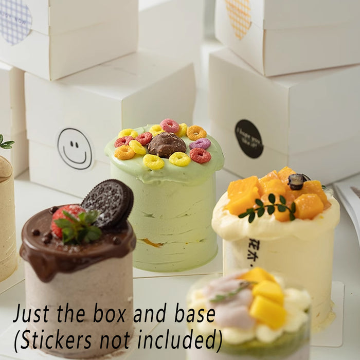 50 Pcs White Cardboard Pastry Mousse Cake Boxes 3.93 Inch with Clasp Closure