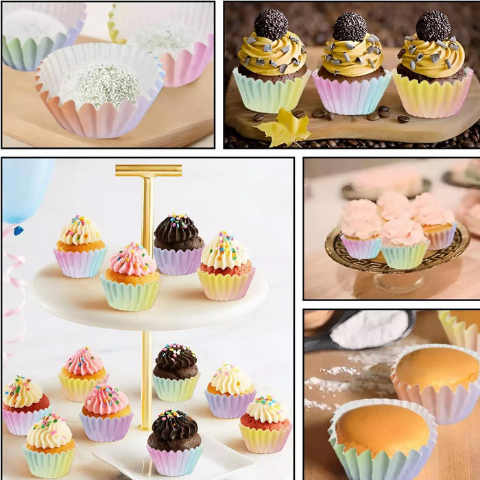 300 Pcs Gradient Cupcake Paper Cases Muffin Liners Food Grade