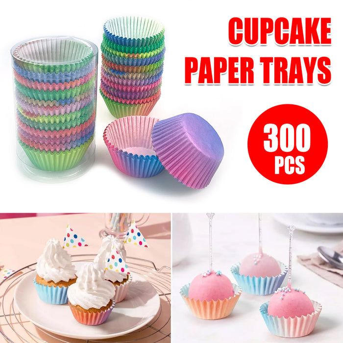 300 Pcs Gradient Cupcake Paper Cases Muffin Liners Food Grade