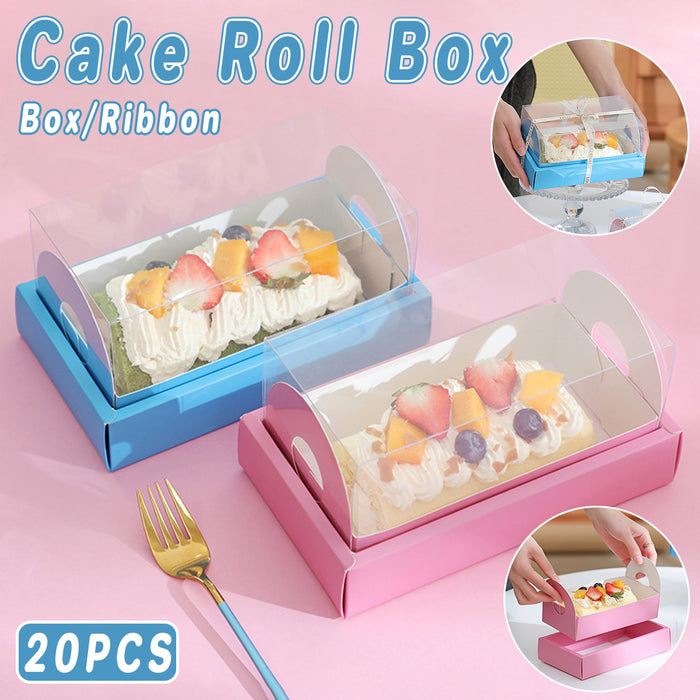 20PCS Transparent Long Cake Roll Boxes – Elegant Bakery Packaging