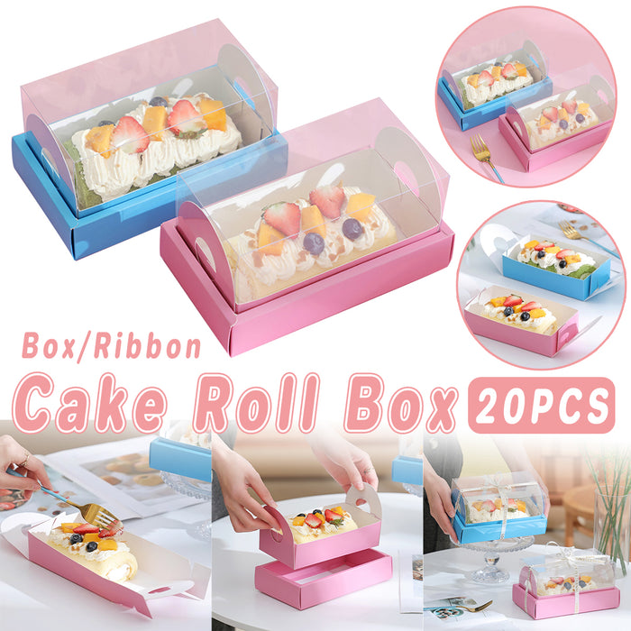 20PCS Transparent Long Cake Roll Boxes – Elegant Bakery Packaging