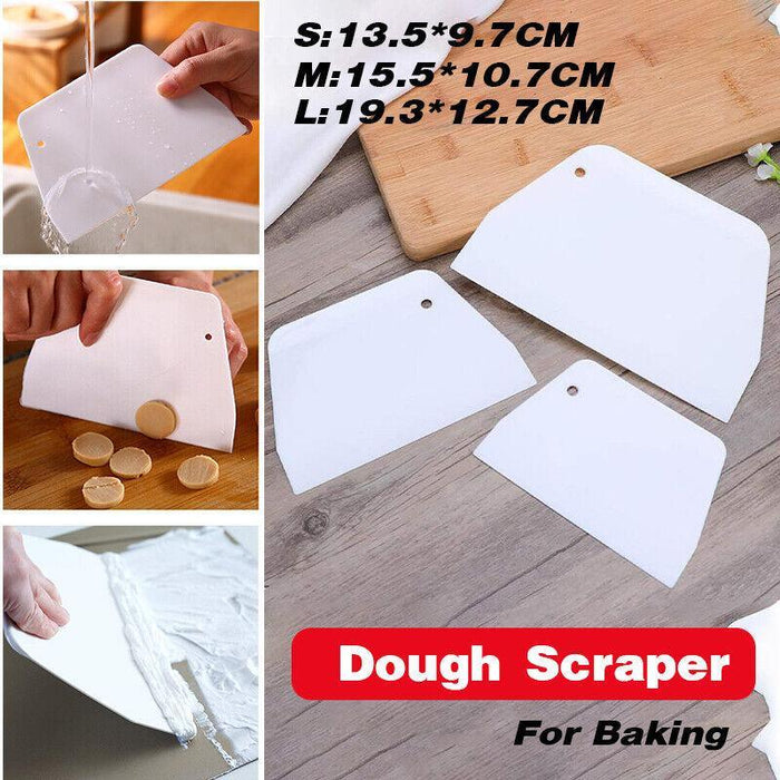 3pcs Plastic Dough Scraper Set Baking Pastry Cutter for Kitchen Use