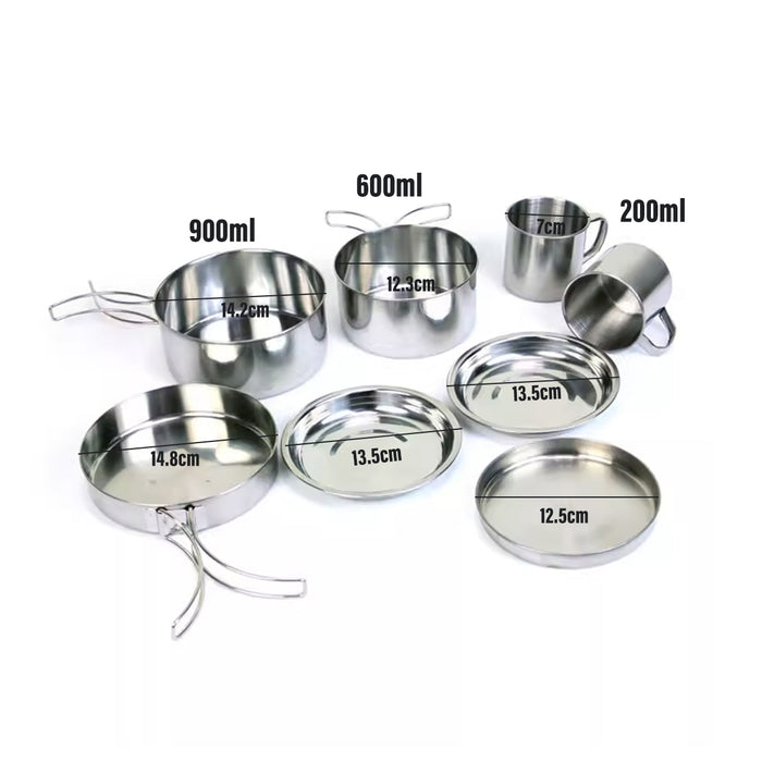 Outdoor Stainless Steel Camping Cookware set of 8