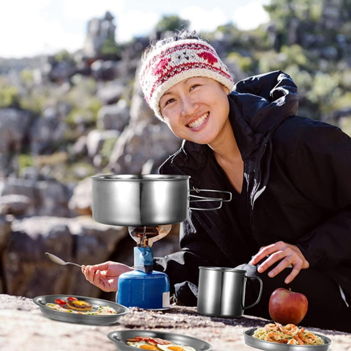 Outdoor Stainless Steel Camping Cookware set of 8